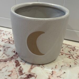 Cream Planter with Tan Crescent Moon